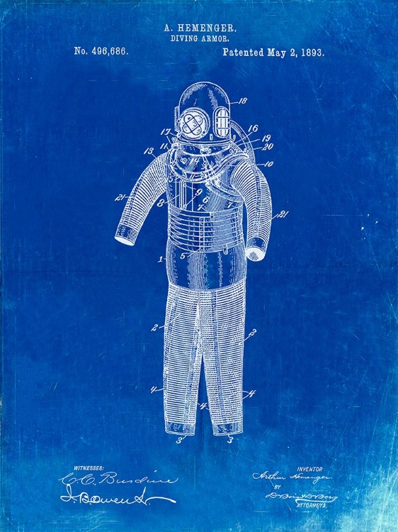 Picture of PP343-FADED BLUEPRINT HEMENGER DIVING ARMOR POSTER
