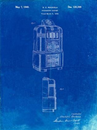 Picture of PP347-FADED BLUEPRINT JUKEBOX PATENT POSTER