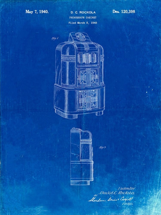 Picture of PP347-FADED BLUEPRINT JUKEBOX PATENT POSTER