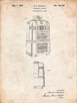 Picture of PP347-VINTAGE PARCHMENT JUKEBOX PATENT POSTER