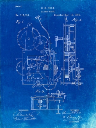 Picture of PP349-FADED BLUEPRINT VINTAGE ALARM CLOCK PATENT POSTER