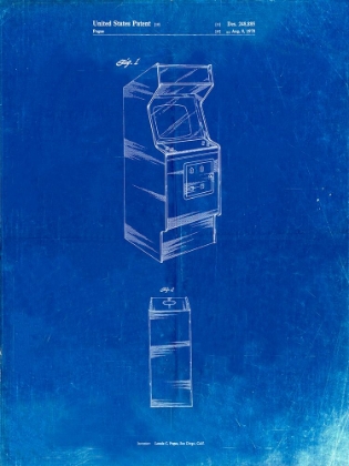 Picture of PP362-FADED BLUEPRINT ARCADE GAME CABINET PATENT POSTER