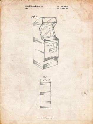 Picture of PP362-VINTAGE PARCHMENT ARCADE GAME CABINET PATENT POSTER