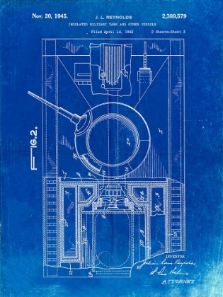 Picture of PP365-FADED BLUEPRINT INSULATED MILITARY TANK PATENT POSTER