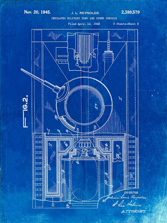 Picture of PP365-FADED BLUEPRINT INSULATED MILITARY TANK PATENT POSTER