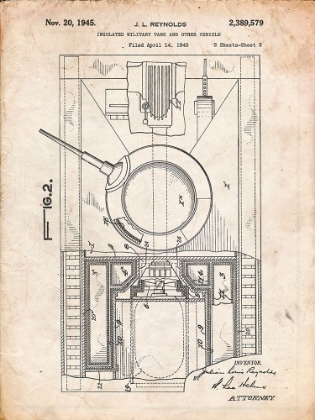 Picture of PP365-VINTAGE PARCHMENT INSULATED MILITARY TANK PATENT POSTER