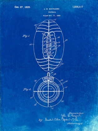 Picture of PP379-FADED BLUEPRINT FOOTBALL GAME BALL 1925 PATENT POSTER