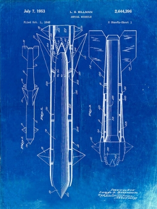 Picture of PP384-FADED BLUEPRINT AERIAL MISSILE PATENT POSTER