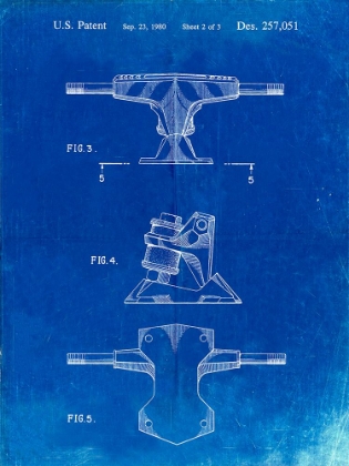 Picture of PP385-FADED BLUEPRINT SKATEBOARD TRUCKS PATENT POSTER