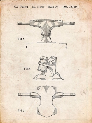 Picture of PP385-VINTAGE PARCHMENT SKATEBOARD TRUCKS PATENT POSTER