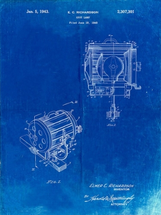 Picture of PP387-FADED BLUEPRINT MOVIE SET LIGHTING PATENT POSTER