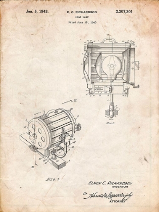 Picture of PP387-VINTAGE PARCHMENT MOVIE SET LIGHTING PATENT POSTER