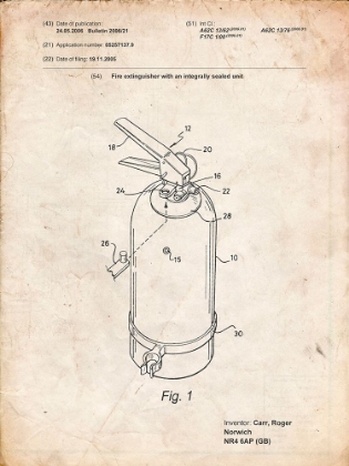 Picture of PP396-VINTAGE PARCHMENT MODERN FIRE EXTINGUISHER PATENT POSTER