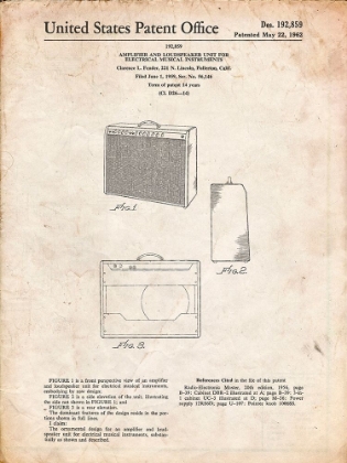 Picture of PP405-VINTAGE PARCHMENT FENDER 1962 PRO AMP PATENT POSTER