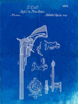 Picture of PP409-FADED BLUEPRINT COLT PATERSON PATENT POSTER