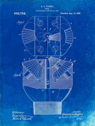 Picture of PP410-FADED BLUEPRINT HOWARD HUGHES OIL DRILL PATENT POSTER