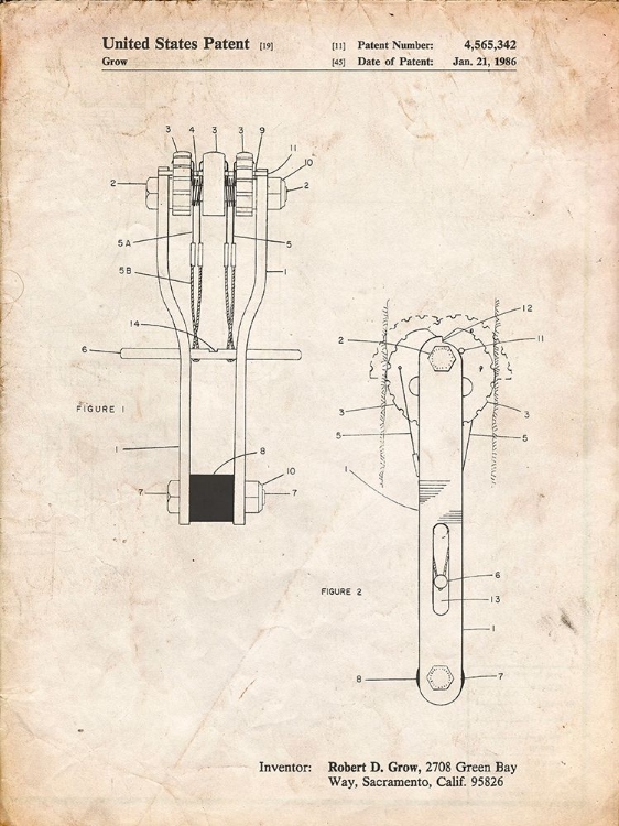 Picture of PP418-VINTAGE PARCHMENT ROCK CLIMBING CAM PATENT POSTER