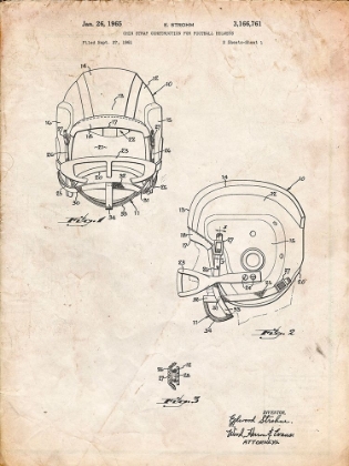 Picture of PP419-VINTAGE PARCHMENT FACE MASK FOOTBALL HELMET 1965 PATENT 