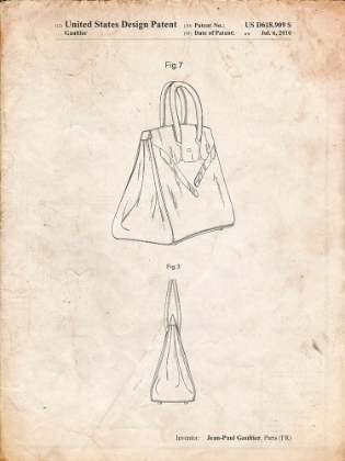 Picture of PP430-VINTAGE PARCHMENT JEAN PAUL GAULTIER HANDBAG PATENT POSTER