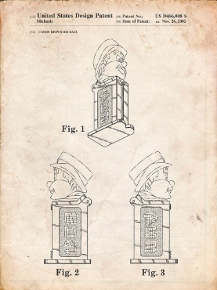 Picture of PP441-VINTAGE PARCHMENT PEZ DISPENSER PATENT POSTER