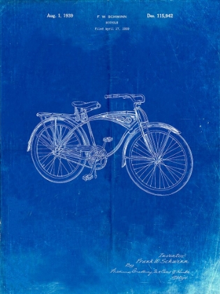 Picture of PP446-FADED BLUEPRINT SCHWINN 1939 BC117 BICYCLE PATENT POSTER