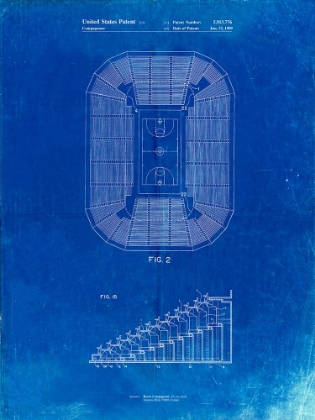 Picture of PP453-FADED BLUEPRINT RETRACTABLE ARENA SEATING PATENT POSTER