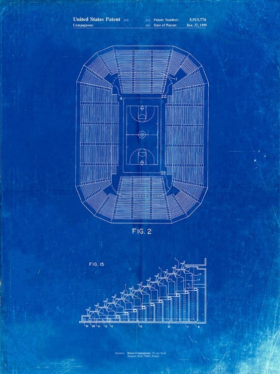 Picture of PP453-FADED BLUEPRINT RETRACTABLE ARENA SEATING PATENT POSTER