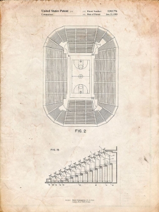 Picture of PP453-VINTAGE PARCHMENT RETRACTABLE ARENA SEATING PATENT POSTER