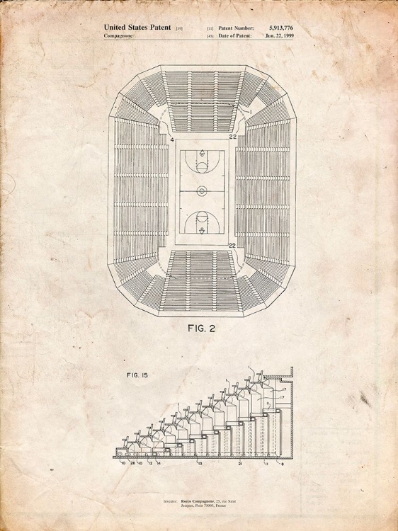 Picture of PP453-VINTAGE PARCHMENT RETRACTABLE ARENA SEATING PATENT POSTER