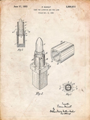 Picture of PP460-VINTAGE PARCHMENT CHANEL LIPSTICK PATENT POSTER