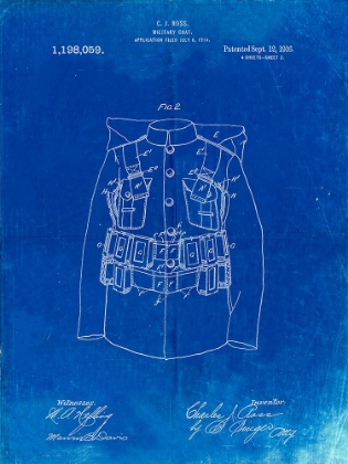 Picture of PP465-FADED BLUEPRINT WORLD WAR 1 MILITARY COAT PATENT POSTER