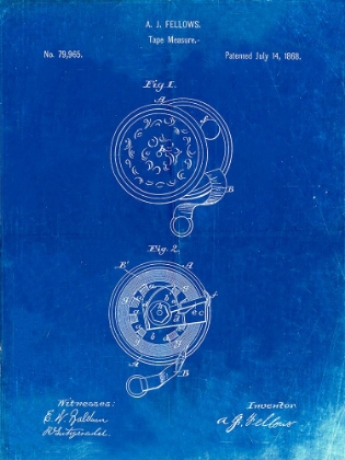Picture of PP468-FADED BLUEPRINT TAPE MEASURE 1868 PATENT POSTER