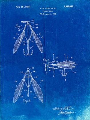 Picture of PP476-FADED BLUEPRINT SURFACE FISHING LURE PATENT POSTER