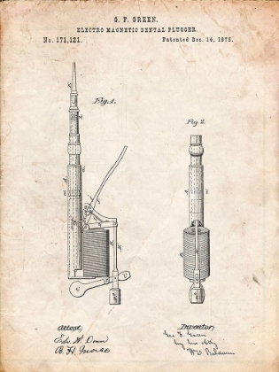 Picture of PP491-VINTAGE PARCHMENT DENTIST DRILL PATENT POSTER