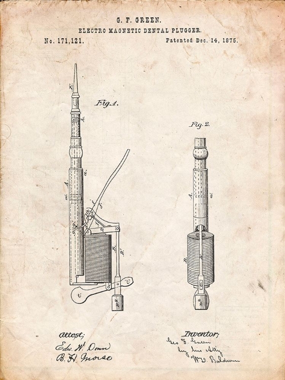 Picture of PP491-VINTAGE PARCHMENT DENTIST DRILL PATENT POSTER