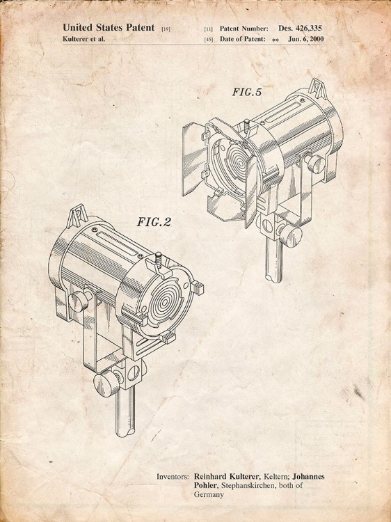 Picture of PP495-VINTAGE PARCHMENT STAGE LIGHTS PATENT POSTER