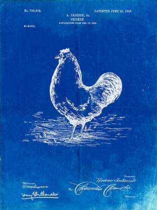 Picture of PP497-FADED BLUEPRINT CHICKEN PATENT POSTER