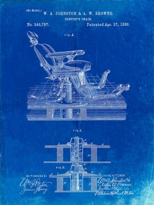 Picture of PP510-FADED BLUEPRINT DENTIST CHAIR PATENT POSTER