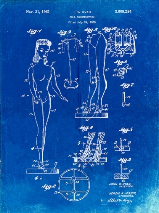Picture of PP512-FADED BLUEPRINT BARBIE DOLL ORIGINAL PATENT POSTER