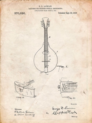 Picture of PP514-VINTAGE PARCHMENT GIBSON MANDOLIN TAILPIECE PATENT POSTER