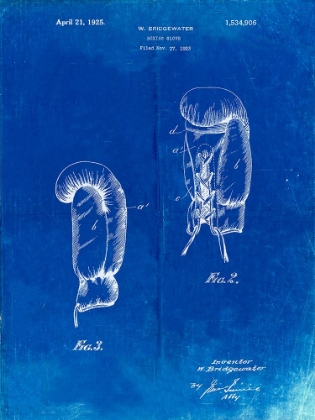 Picture of PP517-FADED BLUEPRINT BOXING GLOVE 1925 PATENT POSTER