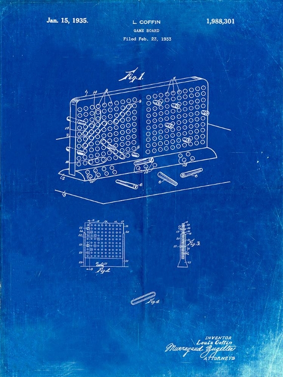 Picture of PP519-FADED BLUEPRINT BATTLESHIP GAME PATENT POSTER