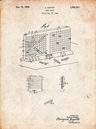 Picture of PP519-VINTAGE PARCHMENT BATTLESHIP GAME PATENT POSTER