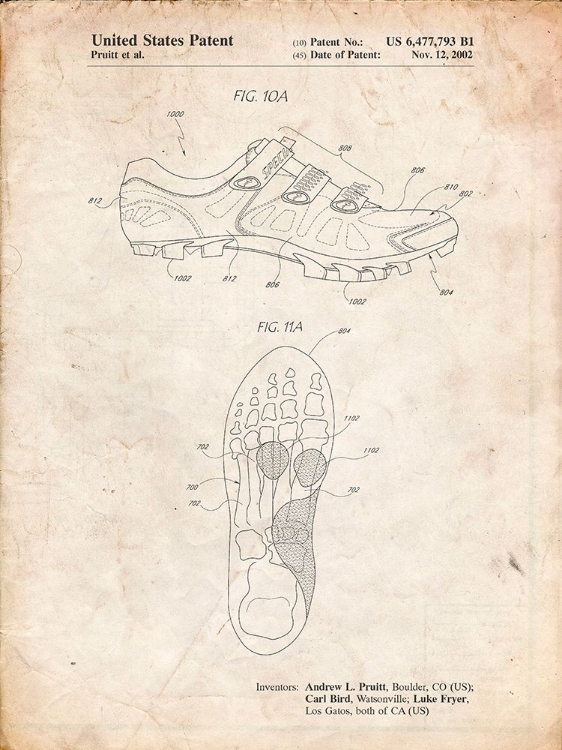Picture of PP527-VINTAGE PARCHMENT CYCLING SHOES PATENT POSTER