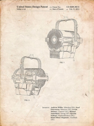 Picture of PP537-VINTAGE PARCHMENT STAGE SPOTLIGHT PATENT POSTER