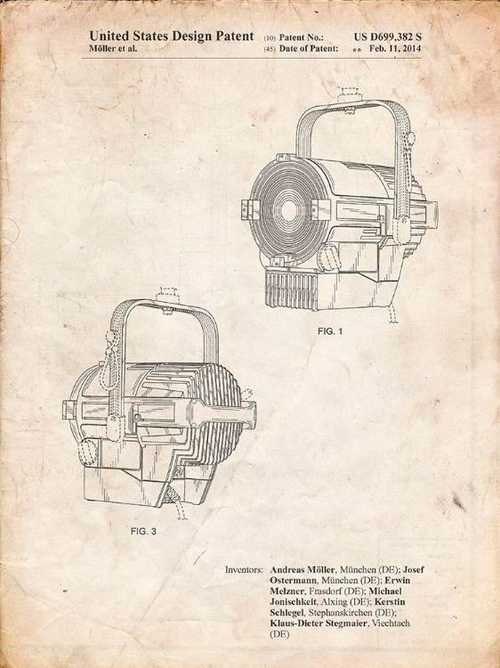 Picture of PP537-VINTAGE PARCHMENT STAGE SPOTLIGHT PATENT POSTER