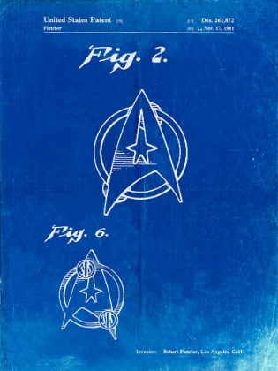 Picture of PP544-FADED BLUEPRINT STAR TREK STAR FLEET INSIGNIA PATENT POSTER