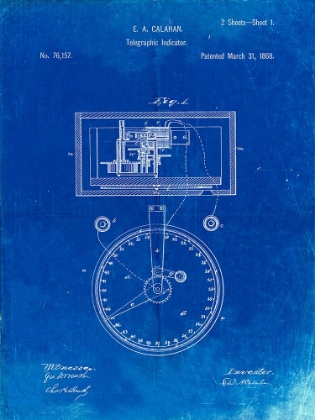 Picture of PP546-FADED BLUEPRINT STOCK TELEGRAPHIC TICKER 1868 PATENT POSTER