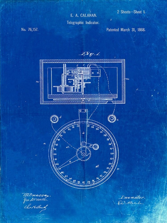 Picture of PP546-FADED BLUEPRINT STOCK TELEGRAPHIC TICKER 1868 PATENT POSTER