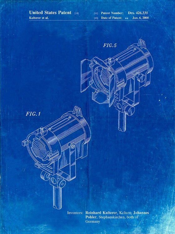 Picture of PP548-FADED BLUEPRINT STAGE LIGHTING PATENT POSTER